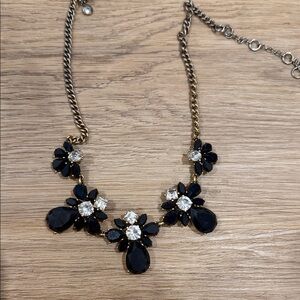 J. Crew Black and Gold Floral Necklace